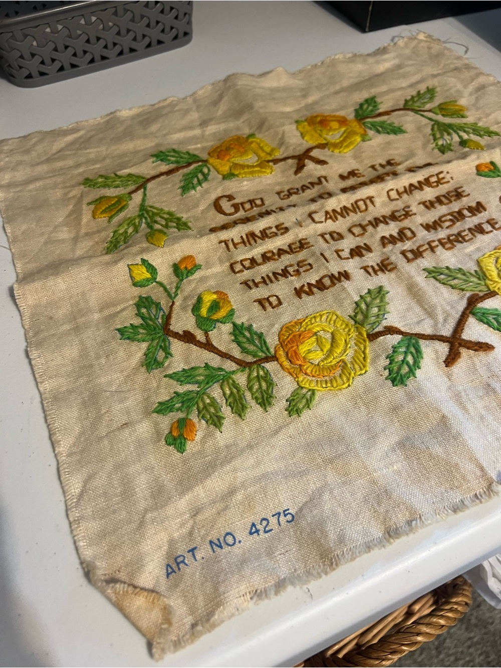 Embroidered Yellow Rose Prayer Wall Hanging - Brand Unknown - Picture 6 of 7